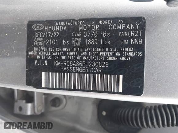 2023 Hyundai Venue Limited с VIN KMHRC8A36PU230629, выставлен на аукционе IAAI как лот 43335585 с пробегом 29 463 миль миль и . История ставок и продаж доступна на DreamBid. Изображение 9.