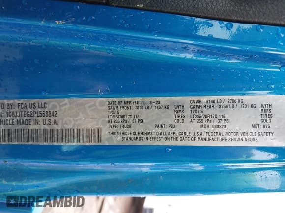 ✅ 2023 Jeep Gladiator Mojave • VIN: 1C6JJTEG2PL568842 • Lot: 42594895. Wystawiony na IAAI z przebiegiem Nie podano. Bezpłatny archiwum sprzedaży aukcyjnych z USA i szczegółowy raport historii pojazdu na DreamBid. Zdjęcie 9.