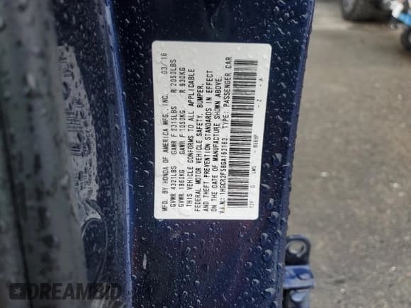 ✅ 2016 Honda Accord Sport • VIN: 1HGCR2F58GA163163 • Lot: 93731085. Wystawiony na Copart z przebiegiem Nie podano. Bezpłatny archiwum sprzedaży aukcyjnych z USA i szczegółowy raport historii pojazdu na DreamBid. Zdjęcie 13.