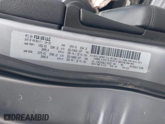 ✅ 2020 Jeep Grand Cherokee Altitude • VIN: 1C4RJFAG0LC170722 • Lot: 41208463. Listed on IAAI with 46,029 mi. Free auction sales archive from the USA and detailed vehicle history report at DreamBid. Image 9.