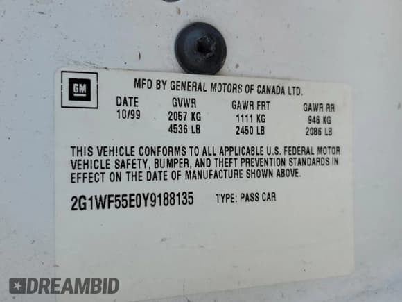 ✅ 2000 Chevrolet Impala • VIN: 2G1WF55E0Y9188135 • Lot: 90924855. Wystawiony na Copart z przebiegiem 119 289 mil. Bezpłatny archiwum sprzedaży aukcyjnych z USA i szczegółowy raport historii pojazdu na DreamBid. Zdjęcie 12.