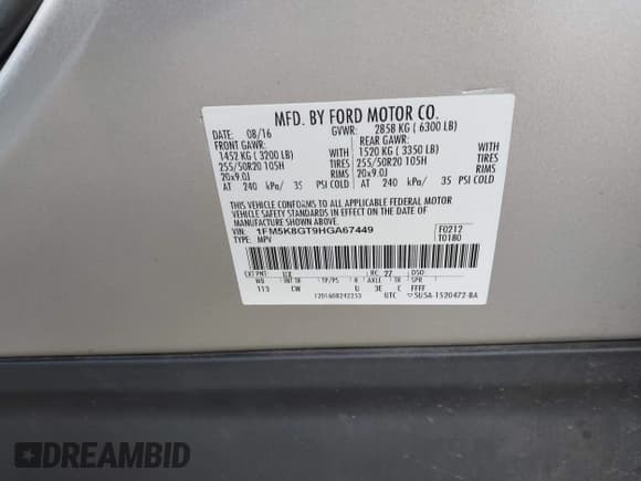 ✅ 2017 Ford Explorer Sport • VIN: 1FM5K8GT9HGA67449 • Lot: 43639519. Wystawiony na IAAI z przebiegiem Nie podano. Bezpłatny archiwum sprzedaży aukcyjnych z USA i szczegółowy raport historii pojazdu na DreamBid. Zdjęcie 9.