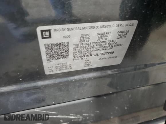 ✅ 2020 Chevrolet Blazer RS • VIN: 3GNKBKRS3LS637200 • Лот: 87383125. Опубликован ранее на Copart с пробегом 46 064 миль. Бесплатный доступ к архиву аукционных продаж из США и подробный отчёт об истории автомобиля на DreamBid. Изображение 13.