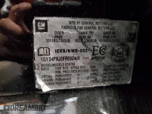 ✅ 2015 Cadillac Escalade Platinum • VIN: 1GYS4PKJ3FR592486 • Lot: 90032345. Listed on Copart with 121,403 mi. Free auction sales archive from the USA and detailed vehicle history report at DreamBid. Image 14.