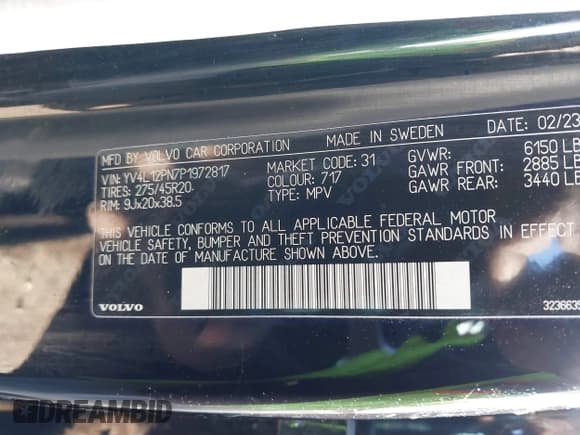 ✅ 2023 Volvo XC90 Plus • VIN: YV4L12PN7P1972817 • Lot: 41846312. Listed on IAAI with 36,869 mi. Free auction sales archive from the USA and detailed vehicle history report at DreamBid. Image 9.