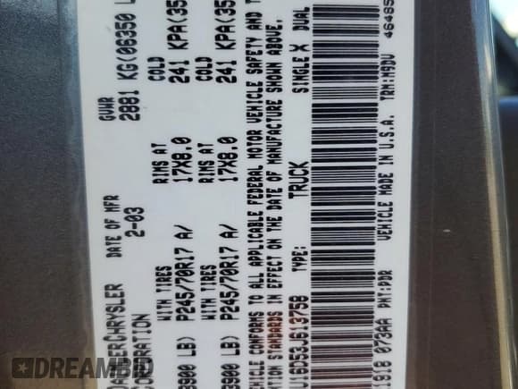 ✅ 2003 Dodge 1500 ST • VIN: 1D7HU16D53J613758 • Лот: 56729015. Опубликован ранее на Copart с пробегом 181 682 миль. Бесплатный доступ к архиву аукционных продаж из США и подробный отчёт об истории автомобиля на DreamBid. Изображение 13.