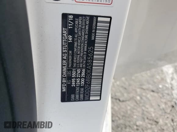 ✅ 2019 Mercedes-Benz E 53 AMG • VIN: WDDZF6BB0KA585625 • Lot: 87421615. Listed on Copart with 53,347 mi. Free auction sales archive from the USA and detailed vehicle history report at DreamBid. Image 13.