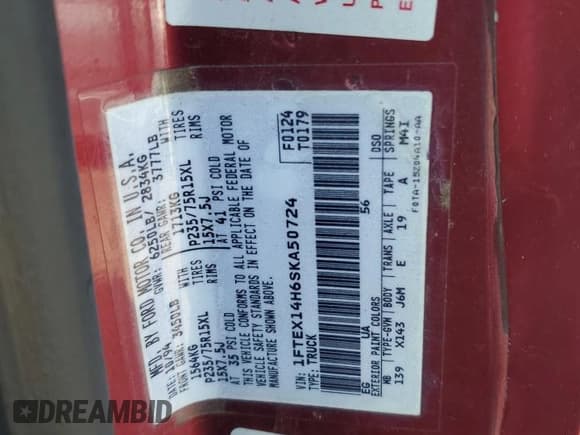 ✅ 1995 Ford F-150 • VIN: 1FTEX14H6SKA50724 • Lot: 86548385. Wystawiony na Copart z przebiegiem 140 567 mil. Bezpłatny archiwum sprzedaży aukcyjnych z USA i szczegółowy raport historii pojazdu na DreamBid. Zdjęcie 12.