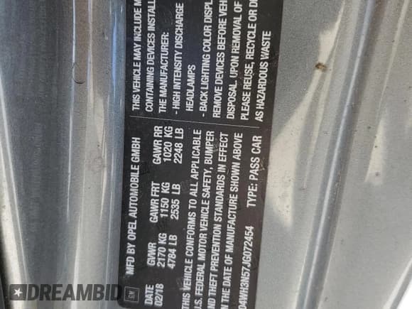 ✅ 2018 Buick Cascada Premium • VIN: W04WH3N57JG072454 • Лот: 92496195. Опубликован ранее на Copart с пробегом 98 570 миль. Бесплатный доступ к архиву аукционных продаж из США и подробный отчёт об истории автомобиля на DreamBid. Изображение 12.