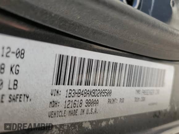 2009 Dodge Caliber SXT с VIN 1B3HB48AX9D209500, выставлен на аукционе Copart как лот 49409854 с пробегом 150 773 миль миль и Списание • Salvage title. История ставок и продаж доступна на DreamBid. Изображение 12.