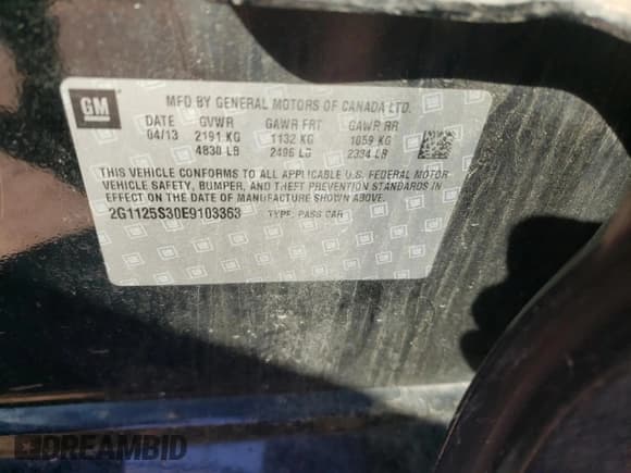 ✅ 2014 Chevrolet Impala LT • VIN: 2G1125S30E9103363 • Лот: 73973344. Опубликован ранее на Copart с пробегом Не указан. Бесплатный доступ к архиву аукционных продаж из США и подробный отчёт об истории автомобиля на DreamBid. Изображение 13.