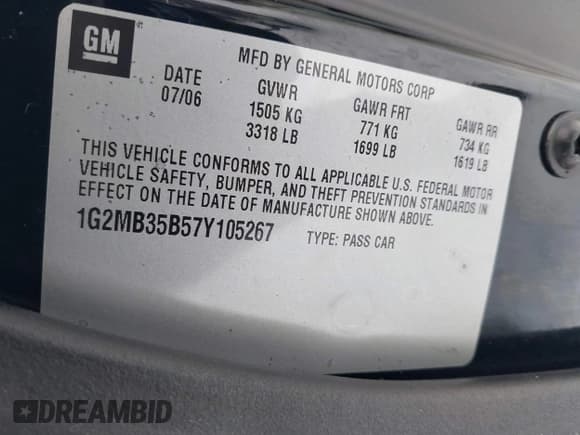 ✅ 2007 Pontiac Solstice • VIN: 1G2MB35B57Y105267 • Лот: 41308837. Опубликован ранее на IAAI с пробегом 89 219 миль. Бесплатный доступ к архиву аукционных продаж из США и подробный отчёт об истории автомобиля на DreamBid. Изображение 9.