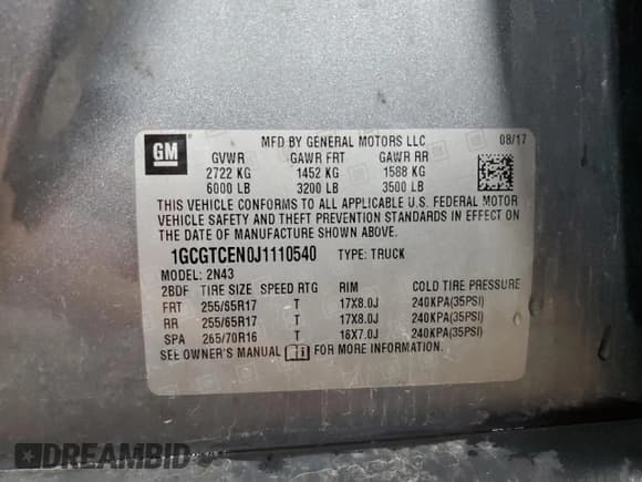 ✅ 2018 Chevrolet Colorado 4WD LT • VIN: 1GCGTCEN0J1110540 • Lot: 82648055. Listed on Copart with 116,244 mi. Free auction sales archive from the USA and detailed vehicle history report at DreamBid. Image 13.