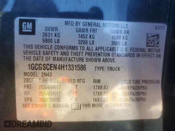 ✅ 2017 Chevrolet Colorado 2WD LT • VIN: 1GCGSCEN4H1331586 • Lot: 82373915. Listed on Copart with 70,431 mi. Free auction sales archive from the USA and detailed vehicle history report at DreamBid. Image 12.