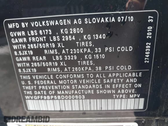 ✅ 2011 Volkswagen Touareg Sport • VIN: WVGFF9BP5BD000803 • Лот: 43596680. Опубликован ранее на IAAI с пробегом 107 740 миль. Бесплатный доступ к архиву аукционных продаж из США и подробный отчёт об истории автомобиля на DreamBid. Изображение 9.
