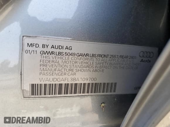 ✅ 2011 Audi S4 Premium Plus • VIN: WAUDGAFL3BA109700 • Lot: 62565815. Listed on Copart with 134,141 mi. Free auction sales archive from the USA and detailed vehicle history report at DreamBid. Image 12.