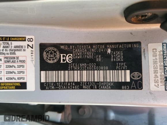 ✅ 2006 Toyota Matrix XR • VIN: 2T1KR32EX6C603898 • Лот: 64862815. Опубликован ранее на Copart с пробегом 299 999 миль. Бесплатный доступ к архиву аукционных продаж из США и подробный отчёт об истории автомобиля на DreamBid. Изображение 13.