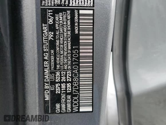 ✅ 2012 Mercedes-Benz CLS 550 • VIN: WDDLJ7DB8CA017051 • Lot: 51983375. Wystawiony na Copart z przebiegiem 189 648 mil. Bezpłatny archiwum sprzedaży aukcyjnych z USA i szczegółowy raport historii pojazdu na DreamBid. Zdjęcie 12.