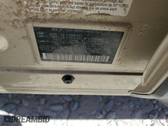 ✅ 2010 Subaru Outback Premium • VIN: 4S4BRCGC5A1350179 • Lot: 60934514. Listed on Copart with 262,757 mi. Free auction sales archive from the USA and detailed vehicle history report at DreamBid. Image 12.