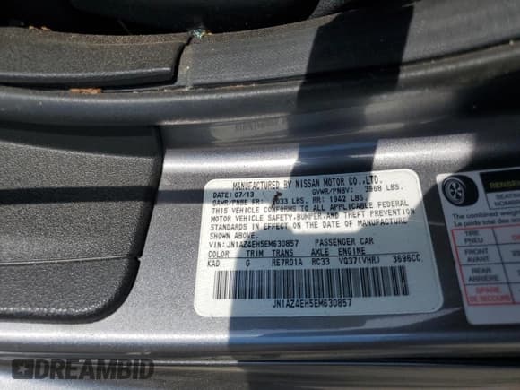 ✅ 2014 Nissan 370Z • VIN: JN1AZ4EH5EM630857 • Lot: 62087864. Wystawiony na Copart z przebiegiem Nie podano. Bezpłatny archiwum sprzedaży aukcyjnych z USA i szczegółowy raport historii pojazdu na DreamBid. Zdjęcie 13.