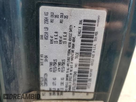 1995 Dodge Dakota z VIN 1B7GL23Y7SS177249, wystawiony jako Copart lot #50238755 z przebiegiem 127 781 mil mil oraz Czysty tytuł • Clean title. Historia ofert i sprzedaży dostępna na DreamBid. Obrazek 12.