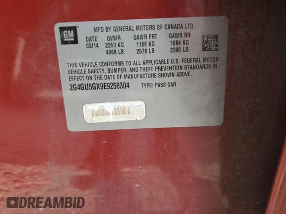 ✅ 2014 Buick Regal GS • VIN: 2G4GU5GX9E9258304 • Лот: 53054845. Опубликован ранее на Copart с пробегом 122 923 миль. Бесплатный доступ к архиву аукционных продаж из США и подробный отчёт об истории автомобиля на DreamBid. Изображение 12.