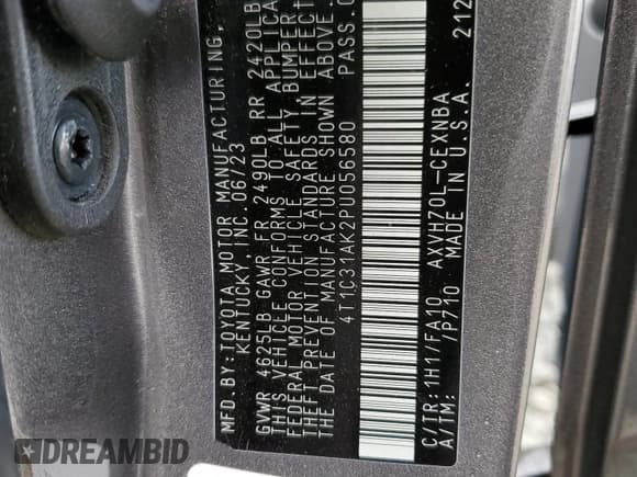 ✅ 2023 Toyota Camry Hybrid LE • VIN: 4T1C31AK2PU056580 • Лот: 82689805. Опубликован ранее на Copart с пробегом 139 138 миль. Бесплатный доступ к архиву аукционных продаж из США и подробный отчёт об истории автомобиля на DreamBid. Изображение 13.