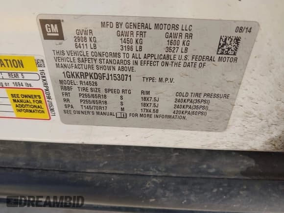 ✅ 2015 GMC Acadia SLE • VIN: 1GKKRPKD9FJ153071 • Lot: 42832716. Wystawiony na IAAI z przebiegiem 251 476 mil. Bezpłatny archiwum sprzedaży aukcyjnych z USA i szczegółowy raport historii pojazdu na DreamBid. Zdjęcie 9.