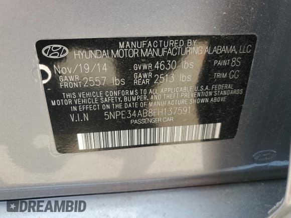 ✅ 2015 Hyundai Sonata Sport • VIN: 5NPE34AB8FH137591 • Lot: 55794115. Wystawiony na Copart z przebiegiem 107 843 mil. Bezpłatny archiwum sprzedaży aukcyjnych z USA i szczegółowy raport historii pojazdu na DreamBid. Zdjęcie 12.