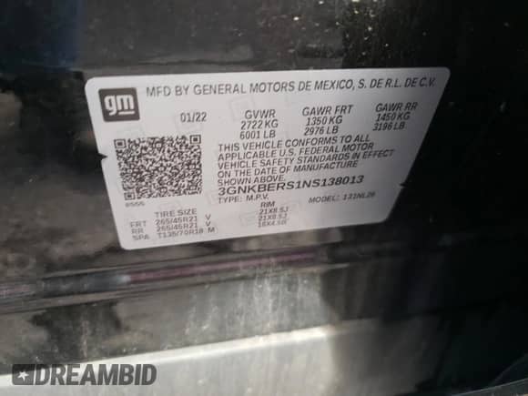 ✅ 2022 Chevrolet Blazer RS • VIN: 3GNKBERS1NS138013 • Lot: 74017764. Listed on Copart with 23,755 mi miles. Access the free auction sales archive from the USA and view a detailed vehicle history report at DreamBid. Image 13.