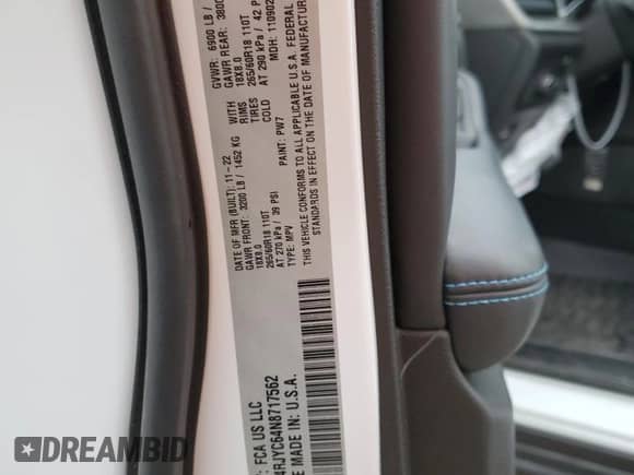 2022 Jeep Grand Cherokee Trailhawk with VIN 1C4RJYC64N8717562, listed as a Copart auction lot 41504365 with Not provided miles and Salvage title. Bid and sale history available at DreamBid. Image 13.