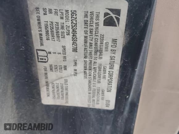 ✅ 2004 Saturn VUE V6 • VIN: 5GZCZ53494S842780 • Lot: 43774135. Wystawiony na Copart z przebiegiem 235 535 mil. Bezpłatny archiwum sprzedaży aukcyjnych z USA i szczegółowy raport historii pojazdu na DreamBid. Zdjęcie 12.