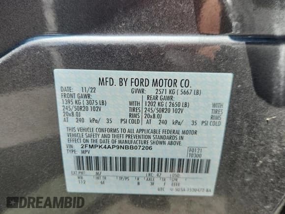 ✅ 2022 Ford Edge ST • VIN: 2FMPK4AP9NBB07206 • Lot: 64432775. Wystawiony na Copart z przebiegiem 48 839 mil. Bezpłatny archiwum sprzedaży aukcyjnych z USA i szczegółowy raport historii pojazdu na DreamBid. Zdjęcie 14.