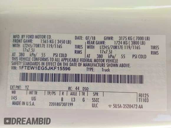 ✅ 2018 Ford F-150 XL • VIN: 1FTEW1EG5JKF15596 • Lot: 42895736. Wystawiony na IAAI z przebiegiem 141 416 mil. Bezpłatny archiwum sprzedaży aukcyjnych z USA i szczegółowy raport historii pojazdu na DreamBid. Zdjęcie 9.