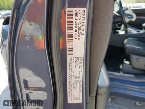 ✅ 2020 Dodge Durango GT Plus • VIN: 1C4RDJDG9LC395002 • Lot: 70853755. Listed on Copart with 71,058 mi. Free auction sales archive from the USA and detailed vehicle history report at DreamBid. Image 13.