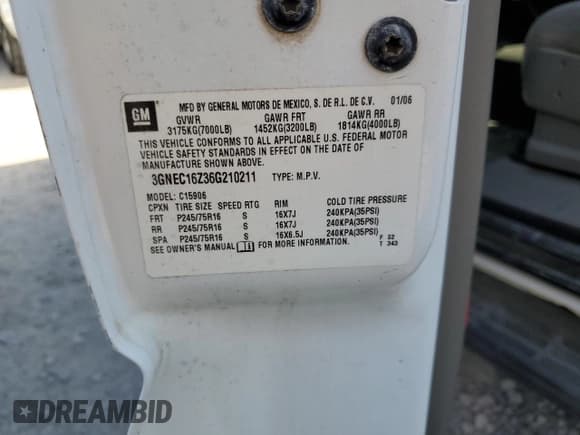 ✅ 2006 Chevrolet Suburban LT • VIN: 3GNEC16Z36G210211 • Лот: 80454605. Опубликован ранее на Copart с пробегом 160 516 миль. Бесплатный доступ к архиву аукционных продаж из США и подробный отчёт об истории автомобиля на DreamBid. Изображение 13.