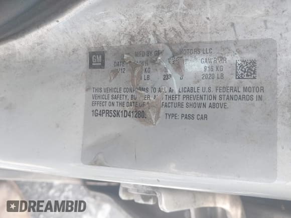 ✅ 2013 Buick Verano Convenience Group • VIN: 1G4PR5SK1D4128094 • Лот: 42324369. Опубликован ранее на IAAI с пробегом 194 451 миль. Бесплатный доступ к архиву аукционных продаж из США и подробный отчёт об истории автомобиля на DreamBid. Изображение 9.