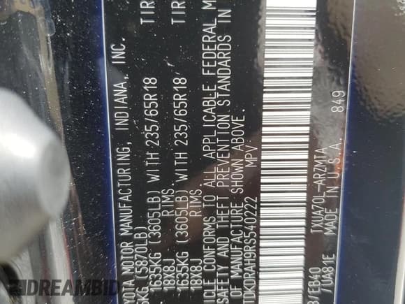 ✅ 2024 Toyota Highlander XLE • VIN: 5TDKDRAH9RS540222 • Лот: 82597635. Опубликован ранее на Copart с пробегом 42 897 миль. Бесплатный доступ к архиву аукционных продаж из США и подробный отчёт об истории автомобиля на DreamBid. Изображение 13.