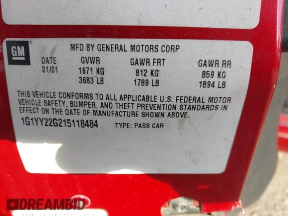 ✅ 2001 Chevrolet Corvette • VIN: 1G1YY22G215118484 • Lot: 43636688. Wystawiony na IAAI z przebiegiem 207 797 mil. Bezpłatny archiwum sprzedaży aukcyjnych z USA i szczegółowy raport historii pojazdu na DreamBid. Zdjęcie 9.