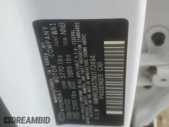 ✅ 2022 Hyundai Venue Limited • VIN: KMHRC8A37NU172494 • Lot: 44725865. Listed on Copart with 24,531 mi. Free auction sales archive from the USA and detailed vehicle history report at DreamBid. Image 16.