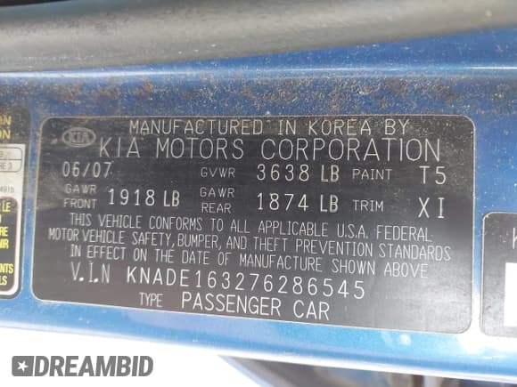 ✅ 2007 Kia Rio SX • VIN: KNADE163276286545 • Lot: 38629043. Wystawiony na IAAI z przebiegiem 190 238 mil. Bezpłatny archiwum sprzedaży aukcyjnych z USA i szczegółowy raport historii pojazdu na DreamBid. Zdjęcie 9.