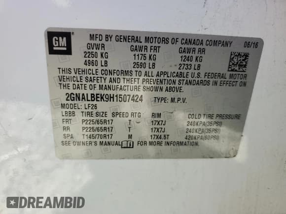 ✅ 2017 Chevrolet Equinox LS • VIN: 2GNALBEK9H1507424 • Лот: 82469255. Опубликован ранее на Copart с пробегом 184 182 миль. Бесплатный доступ к архиву аукционных продаж из США и подробный отчёт об истории автомобиля на DreamBid. Изображение 13.