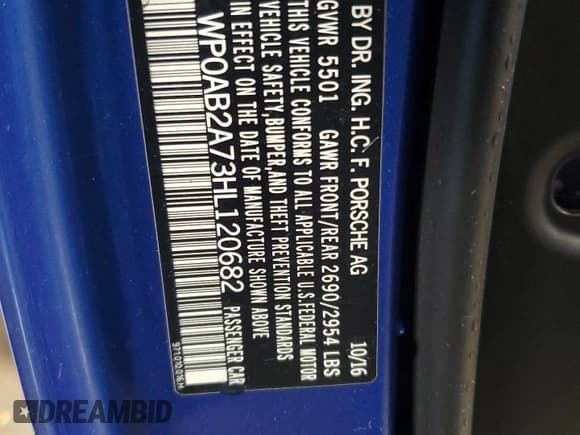 ✅ 2017 Porsche Panamera 4S • VIN: WP0AB2A73HL120682 • Lot: 73543992. Listed on Copart with Not provided. Free auction sales archive from the USA and detailed vehicle history report at DreamBid. Image 13.