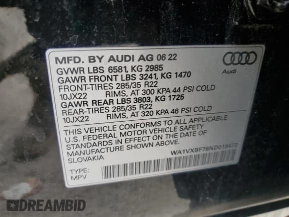 ✅ 2022 Audi Q7 Prestige • VIN: WA1VXBF78ND019472 • Лот: 59946475. Опубликован ранее на Copart с пробегом 41 401 миль. Бесплатный доступ к архиву аукционных продаж из США и подробный отчёт об истории автомобиля на DreamBid. Изображение 14.