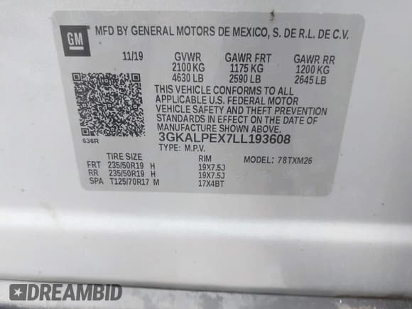 ✅ 2020 GMC Terrain SLT • VIN: 3GKALPEX7LL193608 • Lot: 43766248. Listed on IAAI with 84,323 mi. Free auction sales archive from the USA and detailed vehicle history report at DreamBid. Image 9.