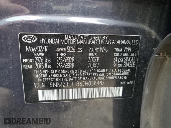 ✅ 2018 Hyundai Santa Fe 2.4L • VIN: 5NMZTDLB6JH058487 • Лот: 50667993. Опубликован ранее на Copart с пробегом 68 383 миль. Бесплатный доступ к архиву аукционных продаж из США и подробный отчёт об истории автомобиля на DreamBid. Изображение 14.