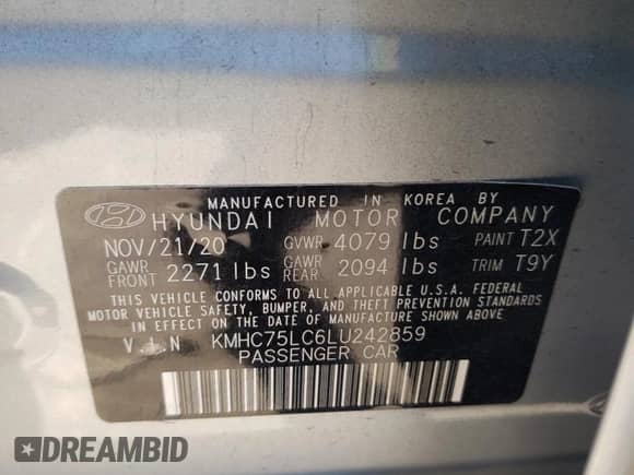 2020 Hyundai Ioniq SE с VIN KMHC75LC6LU242859, выставлен на аукционе Copart как лот 72403234 с пробегом 59 294 миль миль и Списание • Salvage title. История ставок и продаж доступна на DreamBid. Изображение 12.