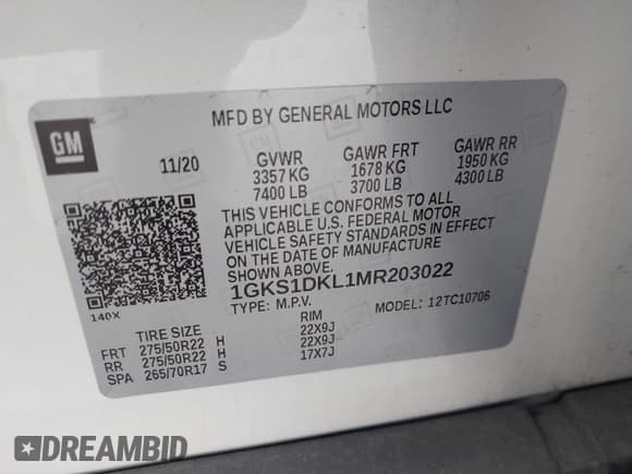 ✅ 2021 GMC Yukon Denali • VIN: 1GKS1DKL1MR203022 • Lot: 41300679. Listed on IAAI with 45,190 mi. Free auction sales archive from the USA and detailed vehicle history report at DreamBid. Image 9.