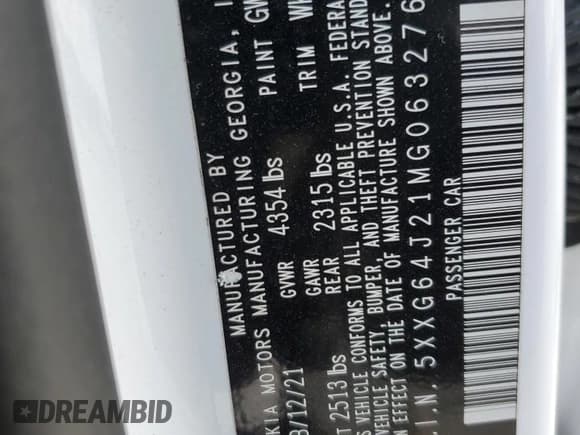 ✅ 2021 Kia K5 GT-Line • VIN: 5XXG64J21MG063276 • Lot: 86695925. Listed on Copart with 39,819 mi. Free auction sales archive from the USA and detailed vehicle history report at DreamBid. Image 13.