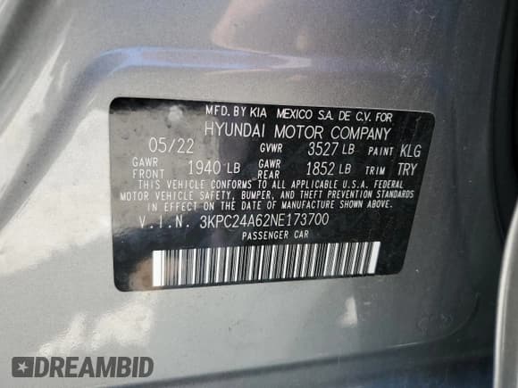 ✅ 2022 Hyundai Accent SEL • VIN: 3KPC24A62NE173700 • Лот: 70005534. Опубликован ранее на Copart с пробегом 29 973 миль. Бесплатный доступ к архиву аукционных продаж из США и подробный отчёт об истории автомобиля на DreamBid. Изображение 12.